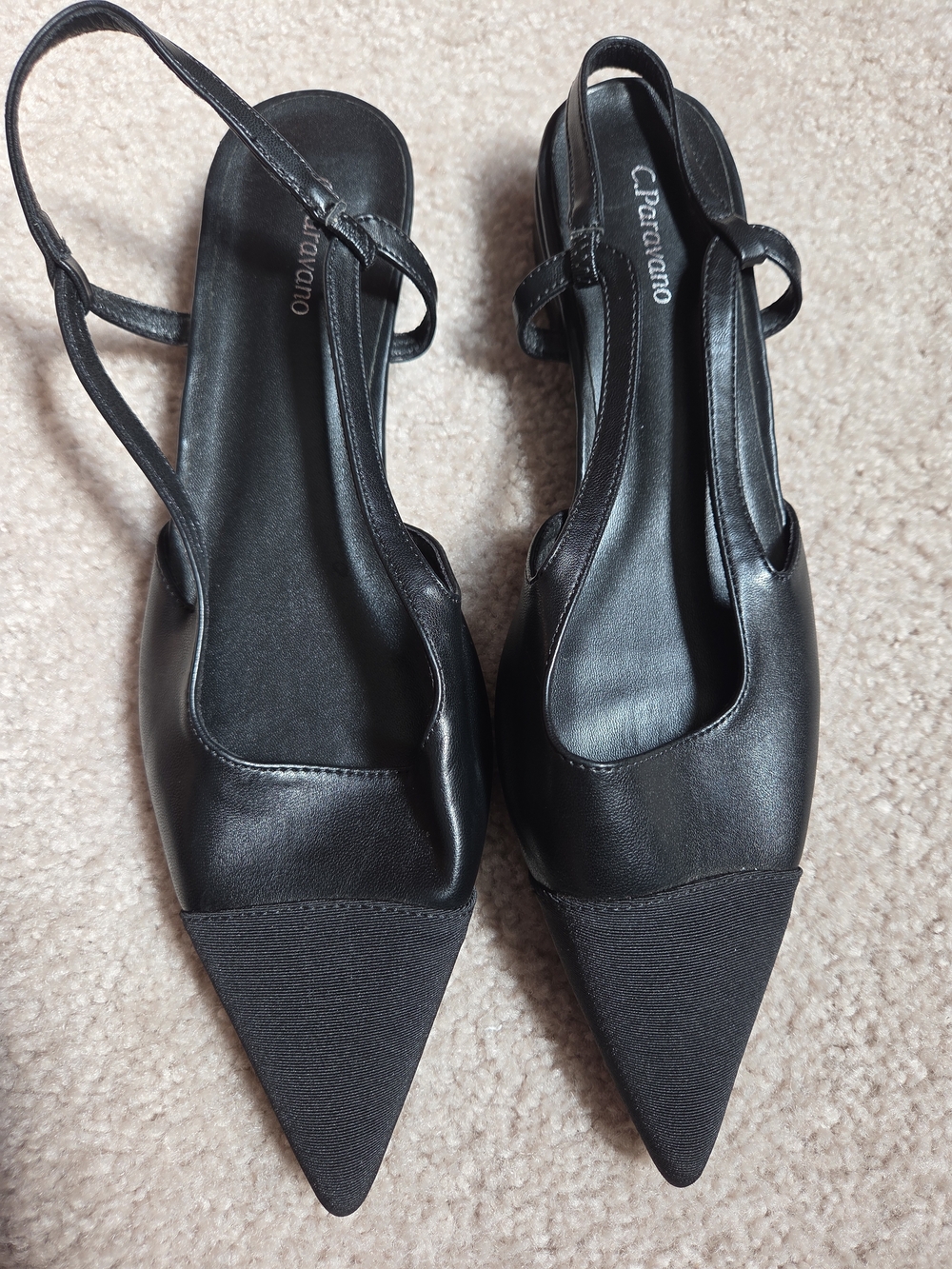 Caparros Black Pointed Slingback Flats